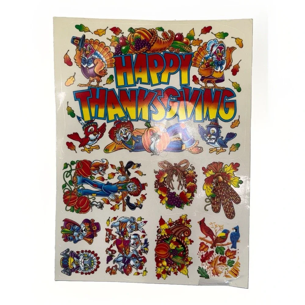 Vtg Super Signs Window Clings 12 Sheets NOS Christmas Halloween Holiday Decor